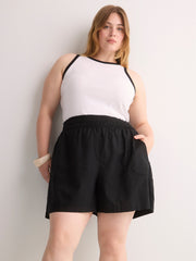 Linen Blend Pull-On Short