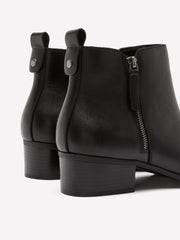 Extra Wide Width, Black Leather Zipper Ankle Bootie
