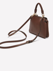 Brown Crossbody Bag with Braided Handle
