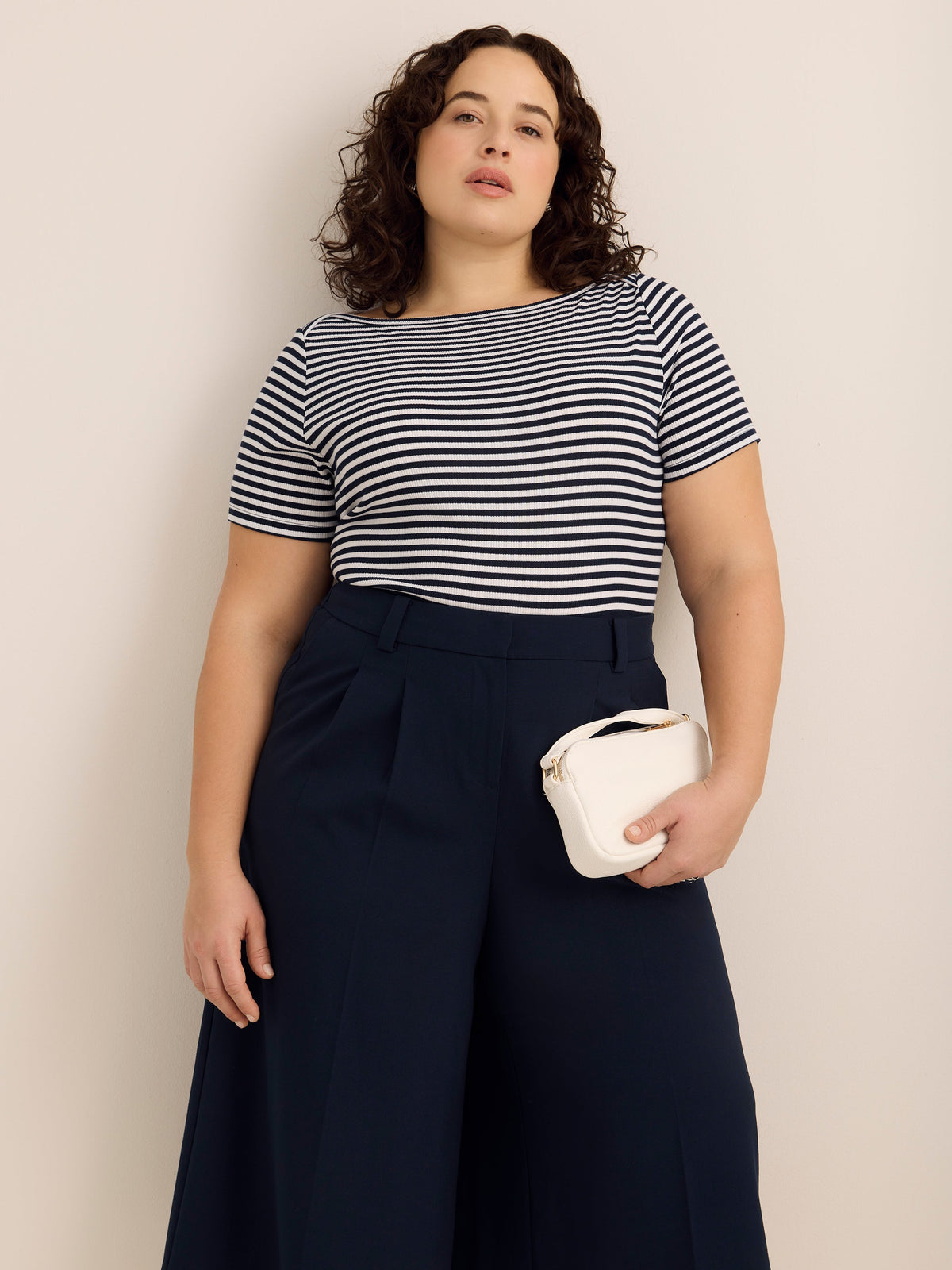 Striped Boat-Neck Rib Knit Baby Tee