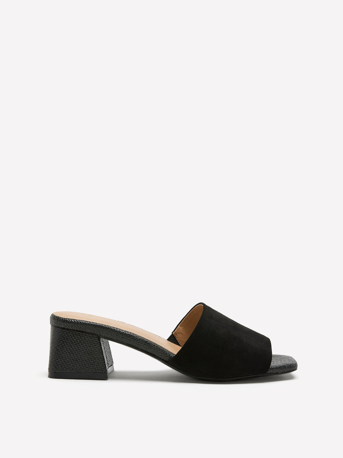 Extra Wide Width, Faux-Suede Block-Heel One-Band Slide