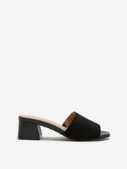 Extra Wide Width, Faux-Suede Block-Heel One-Band Slide