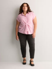 Knotted Buttoned-Down Blouse
