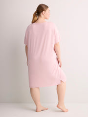 Responsible, Lilac Short-Sleeve Sleepshirt with Flamingo Print