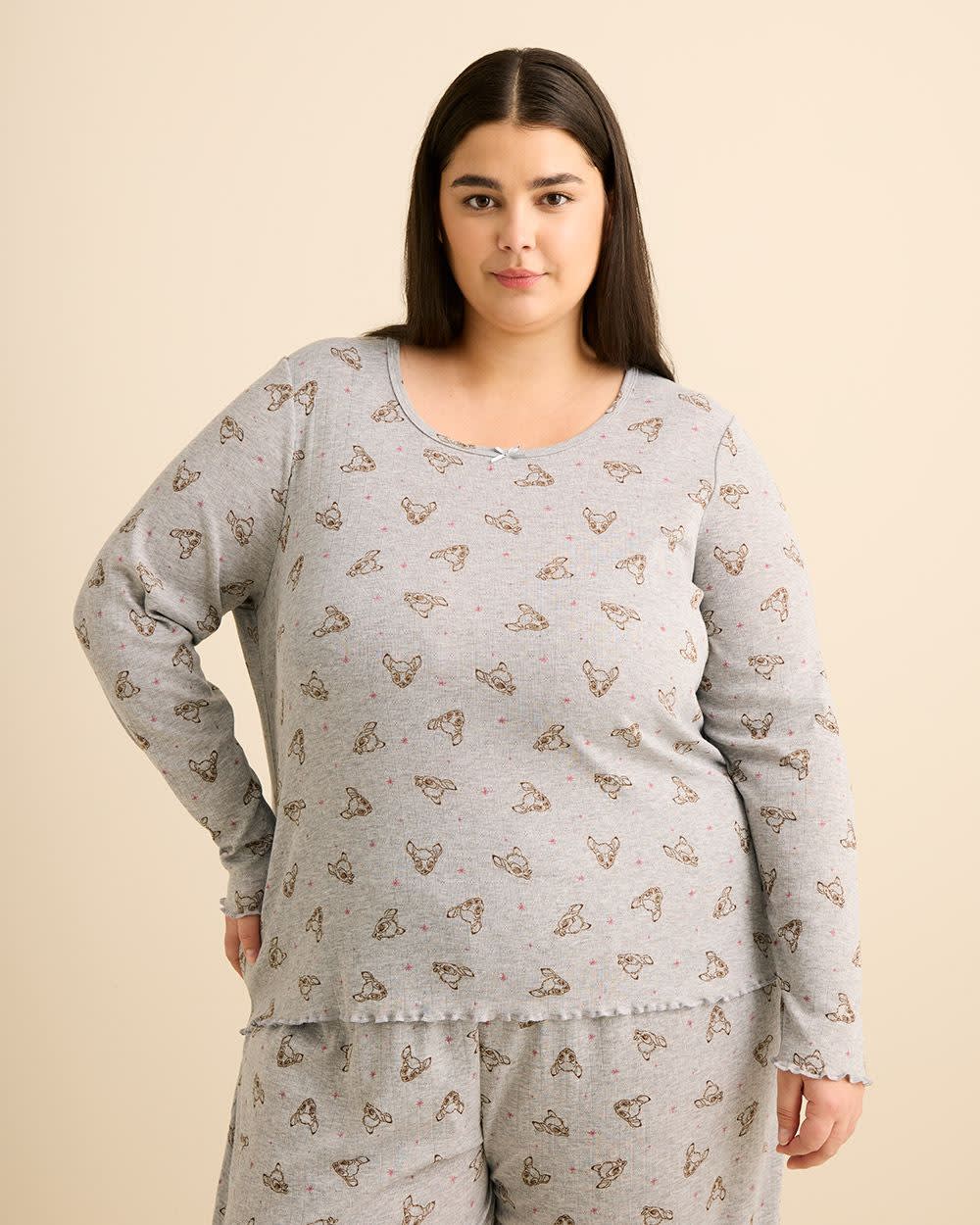 Heather Grey Bambi Long-Sleeve Pyjama Top - ti Voglio