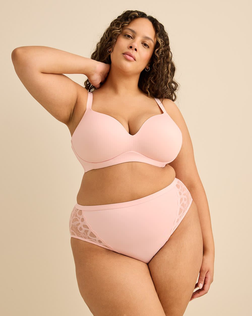 Pink Wireless Plunge Bra with Lace Wings - Déesse Collection