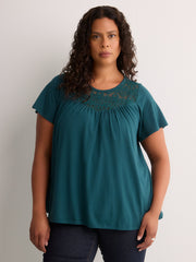 Slight Swing Top with Embroidered Yoke