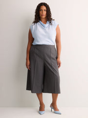 Straight-Fit Draped Cowl-Neck Satin Blouse