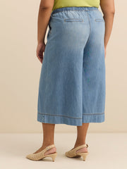 Light Cotton Mid-Rise Denim Culotte Pants - d/C JEANS