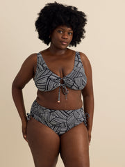 Black Geometric-Print Ronda Bikini Bra - Raisins Curve