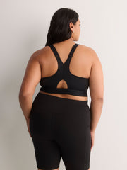 Black Wireless Medium Support Sports Bra with Front Zip Closure - Active Zone