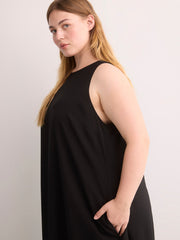 Sleeveless A-Line Halter Maxi Dress with Back Bow Tie