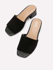 Extra Wide Width, Faux-Suede Block-Heel One-Band Slide
