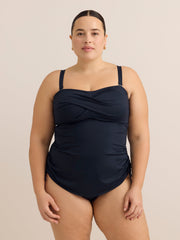 Black Twisted Bandeau Tankini Top