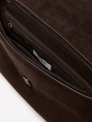 Brown Faux-Suede Crossbody Handbag