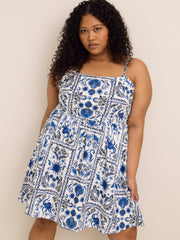 Linen Blend Fit and Flare Sleeveless Dress