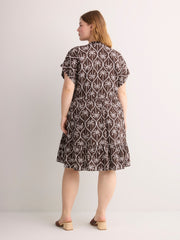 Responsible, Short Dolman-Sleeve Tiered Popover Dress