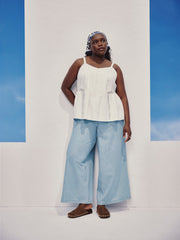 High-Rise Palazzo-Leg Pull-On Denim Pant - d/C JEANS