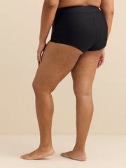 Black High-Waisted Doheny Swim Short - Raisins Curve