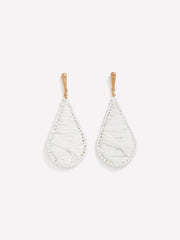 Tear-Drop Raffia Pendant Earrings