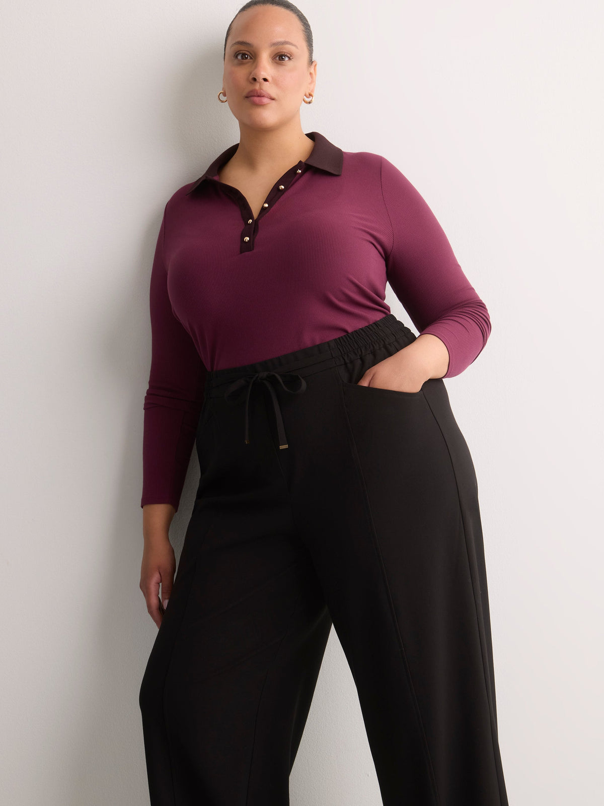 Pull-On Wide-Leg Workleisure Pant