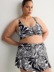 Printed High-Waist Swim Skirt With Built-In Brief