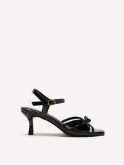 Extra Wide Width, Faux Leather Kitten-Heel Sandal with Bow