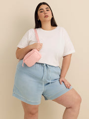 Mid-Rise Knit-Like Denim Shorts - d/C Jeans