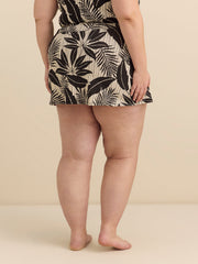 Leaf-Print High-Waisted Swim Skirt - Bleu Rod Beattie