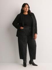 Printed Black High-Rise Barrel-Leg Jeans - d/C jeans