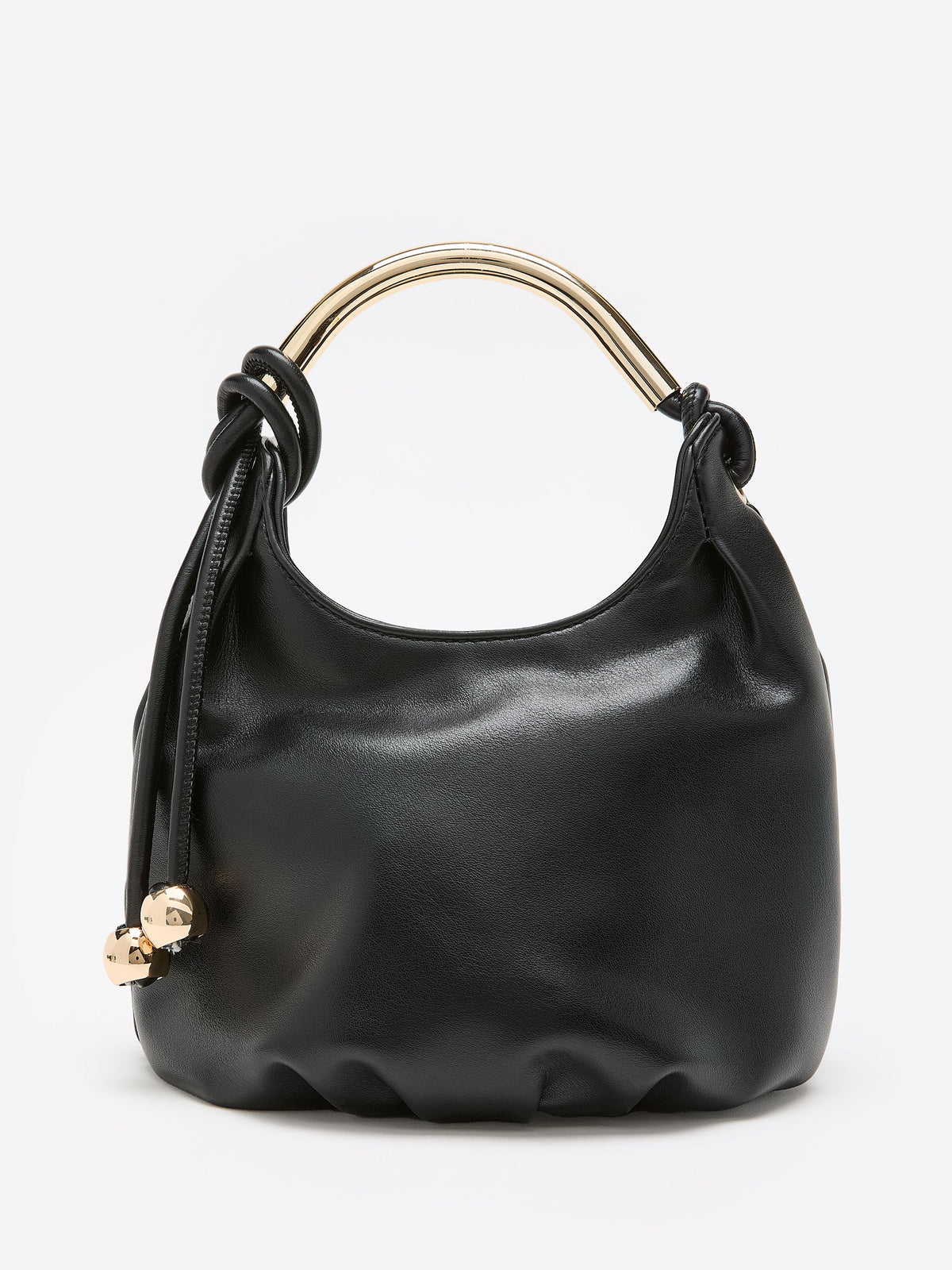 Faux Leather Dressy Bag with Golden Handle - Addition Elle