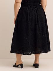 Embroidered Cotton Midi Skirt