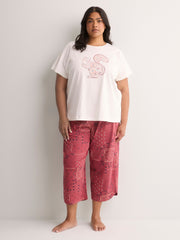 Short-Sleeve Boxy Pyjama Top with Snow White Print - tiVOGLIO