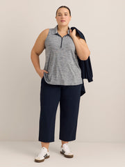 Sleeveless Space-Dye Textured Knit Polo Top - Active Zone