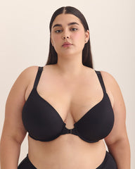 Black Magnetic Front-Closure Plunge Bra - Déesse Collection