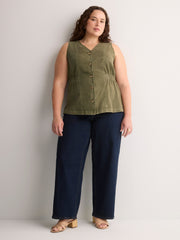Responsible, Fit and Flare Sleeveless V-Neck Vest Blouse