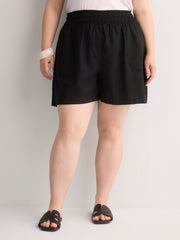 Linen Blend Pull-On Short