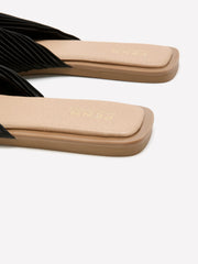 Extra Wide Width, Knotted Pleated Flat Slip-On Sandal