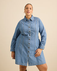 Denim Long Sleeve Shirt Dress