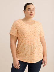 Curvy-Fit Printed Short-Sleeve Crew-Neck Tee