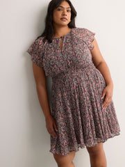 Fit and Flare Dress with Short Flutter Sleeves - Addition Elle