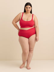 High-Waist Criss-Cross Textured Swim Brief