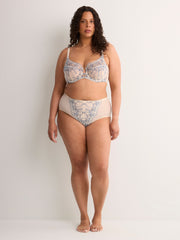 Grey Mesh Brief with Embroidered Front - Déesse