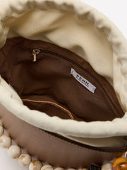 Crossbody Bucket Bag with Beaded Handle