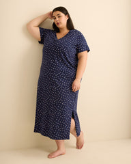 Long Short-Sleeve Sleepshirt with Picot Edge Detail - ti Voglio