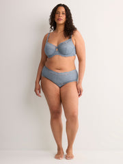 Blue T-Cup Unlined Underwire Lace Bra - Déesse Collection