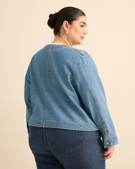 Cropped Collarless Denim Jacket - d/C JEANS