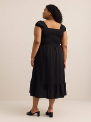 Smocked Maxi Dress with Cap Sleeves