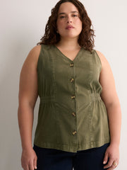 Responsible, Fit and Flare Sleeveless V-Neck Vest Blouse