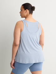 Textured Striped Swing Tank Top with Racerback Fooler - Active Zone